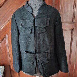 Taikonhu Blazer Black Bow Details Anthropologie Wool Blend